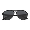 NOS - Polarized Classic Plastic Round Aviator Sunglasses Gloss Black Smoke Lens