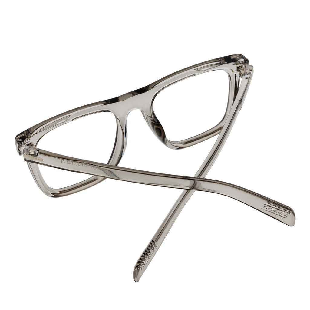 OXFORD - Classic Square Horn Rimmed Blue Light Glasses Clear Gray Clear Flat Lens