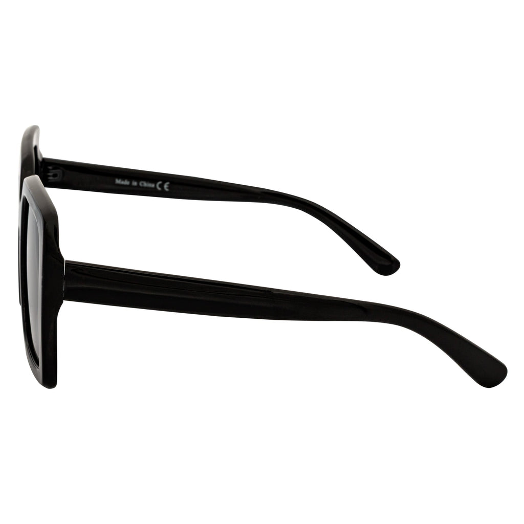 QUAD - Retro Modern Oversize Square Black Sunglasses Smoke Lens