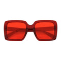 QUAD - Retro Modern Oversize Square Red Sunglasses Red Tint Lens