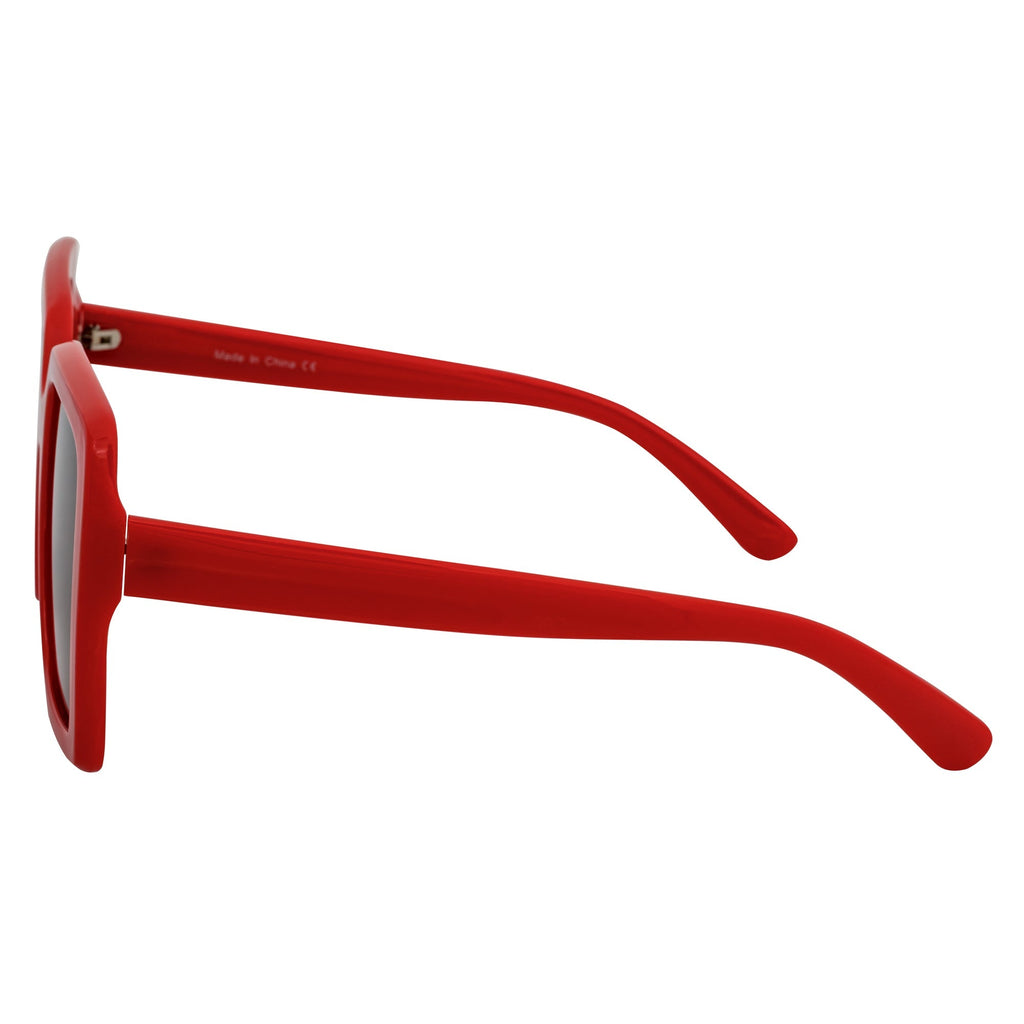 QUAD - Retro Modern Oversize Square Red Sunglasses Smoke Lens