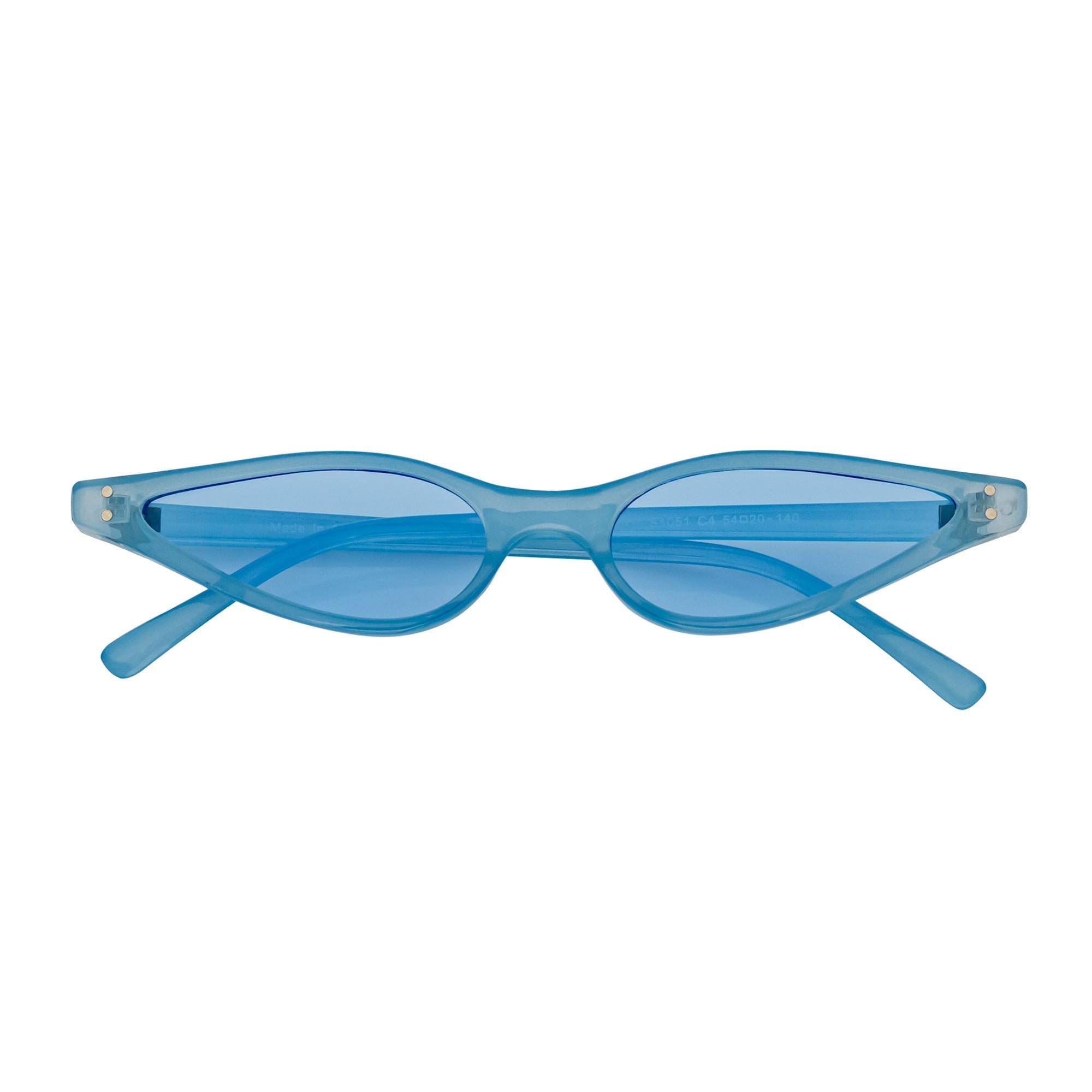 SIAMESE - Mid Century Small Slim Pointed Cat Eye Blue Sunglasses Blue Lens