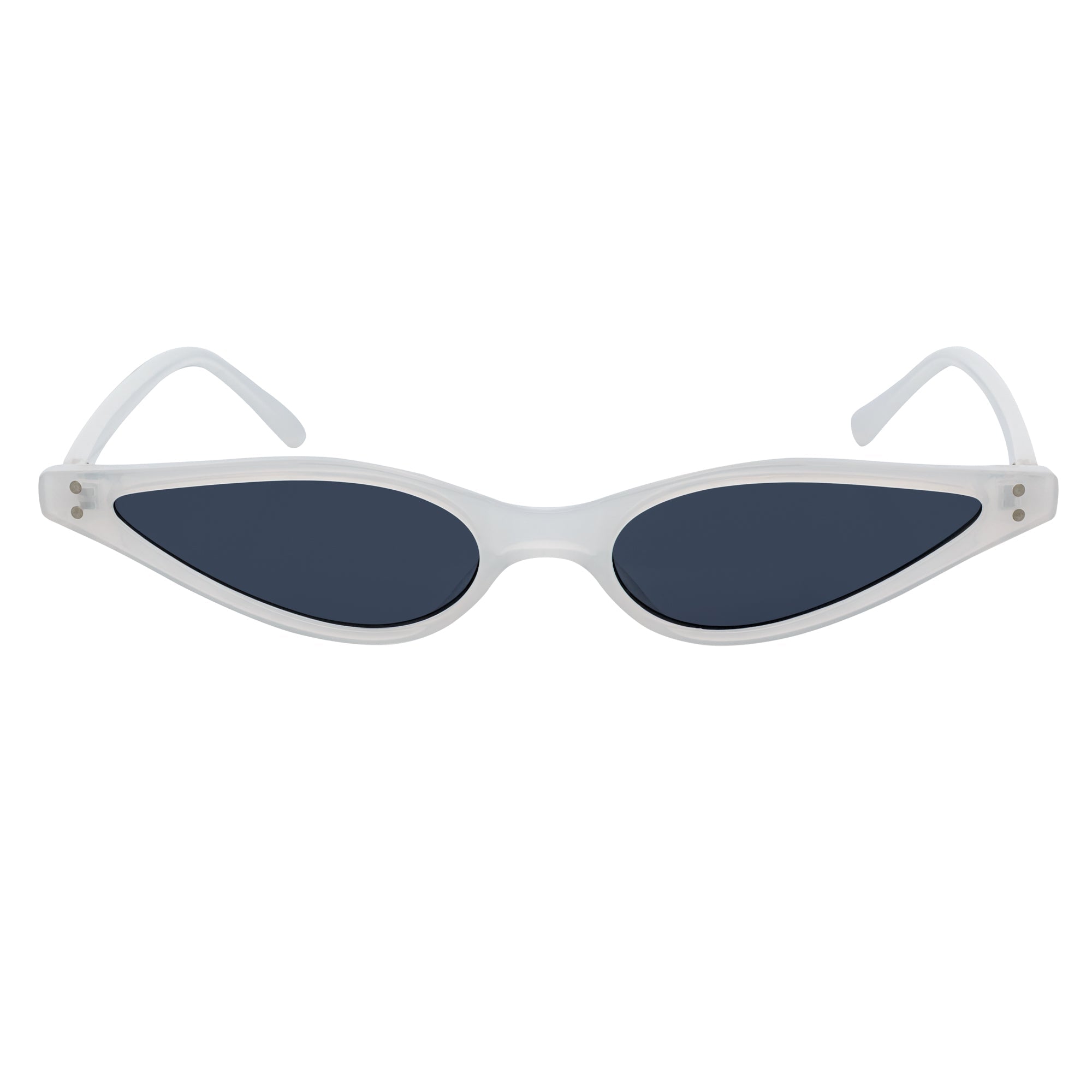 SIAMESE - Mid Century Small Slim Pointed Cat Eye Sunglasses White Smoke Lens